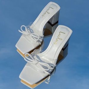 Lulus Yaez White Vinyl High Heel Sandals